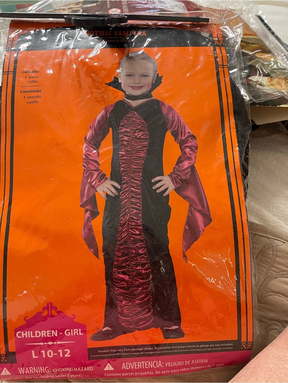 Girls Black and Burgundy Gothic Vampire Costume - Children Girl L 10-12